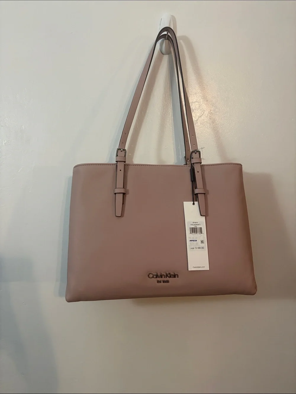 NEW WITH TAGS: Calvin Klein Mauve Pink Leather-Look Tote